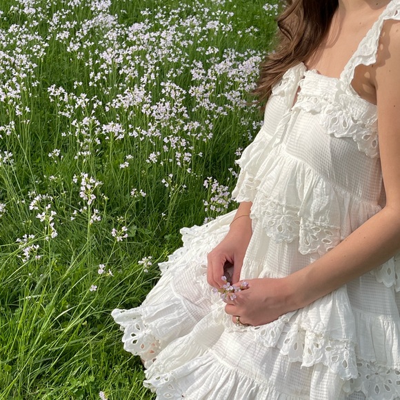 innika choo schiffli scallop frill mini dress - Picture 3 of 8